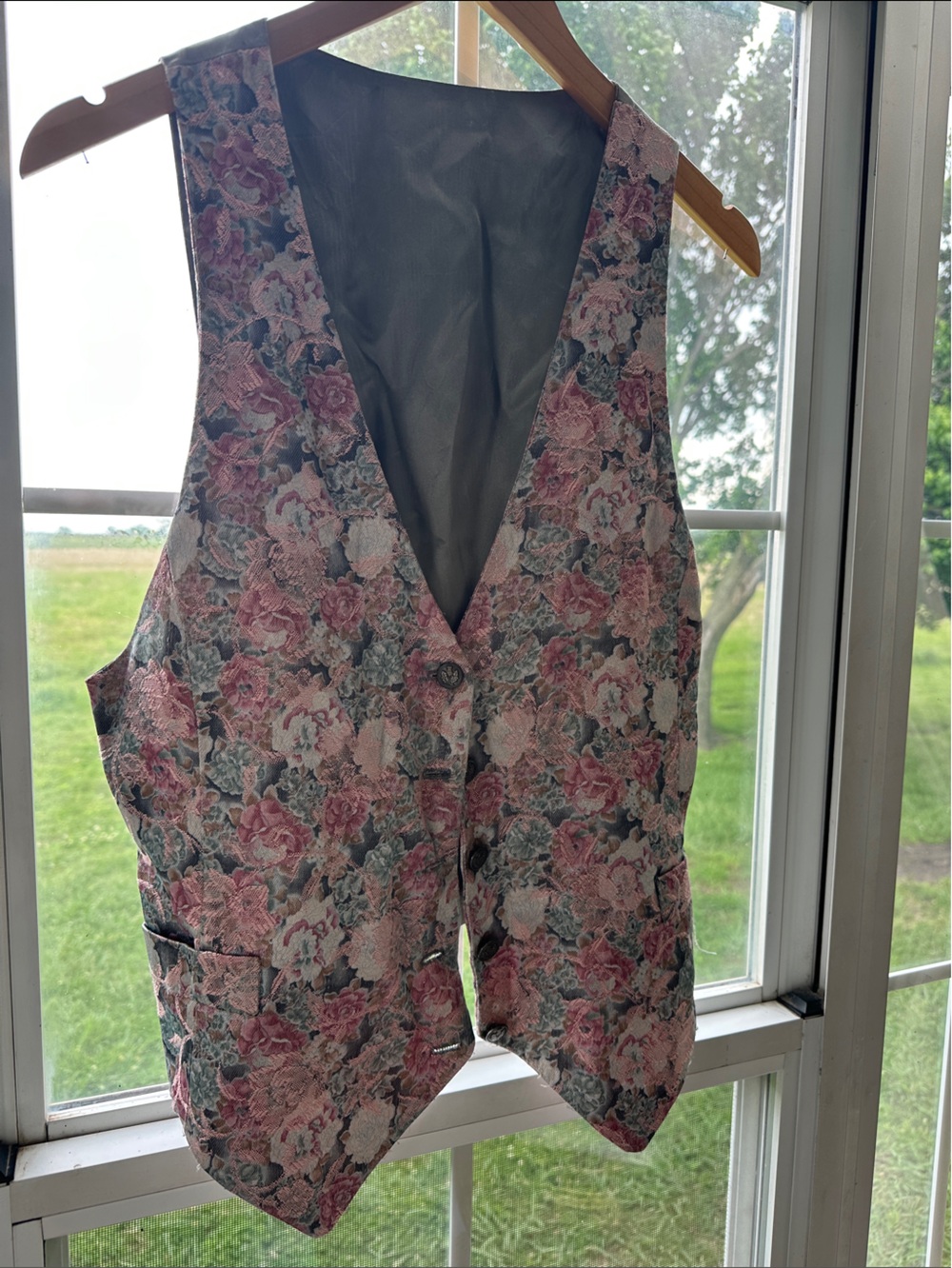 Vintage Floral Tapestry Vest Cottagecore Western Chic Button Front Waistcoat